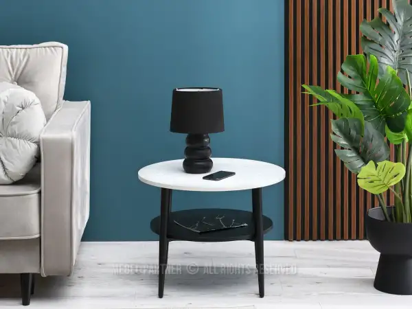 Okrągły stolik kawowy z kontrastem kolorów - prostota, która zachwyca!